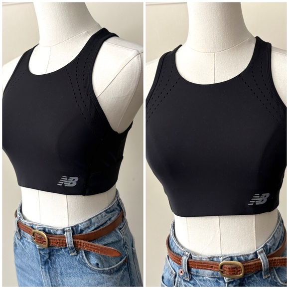 New Balance Other - New Balance Black Stretch Mesh Back Full Coverage Athletic Sports Bra